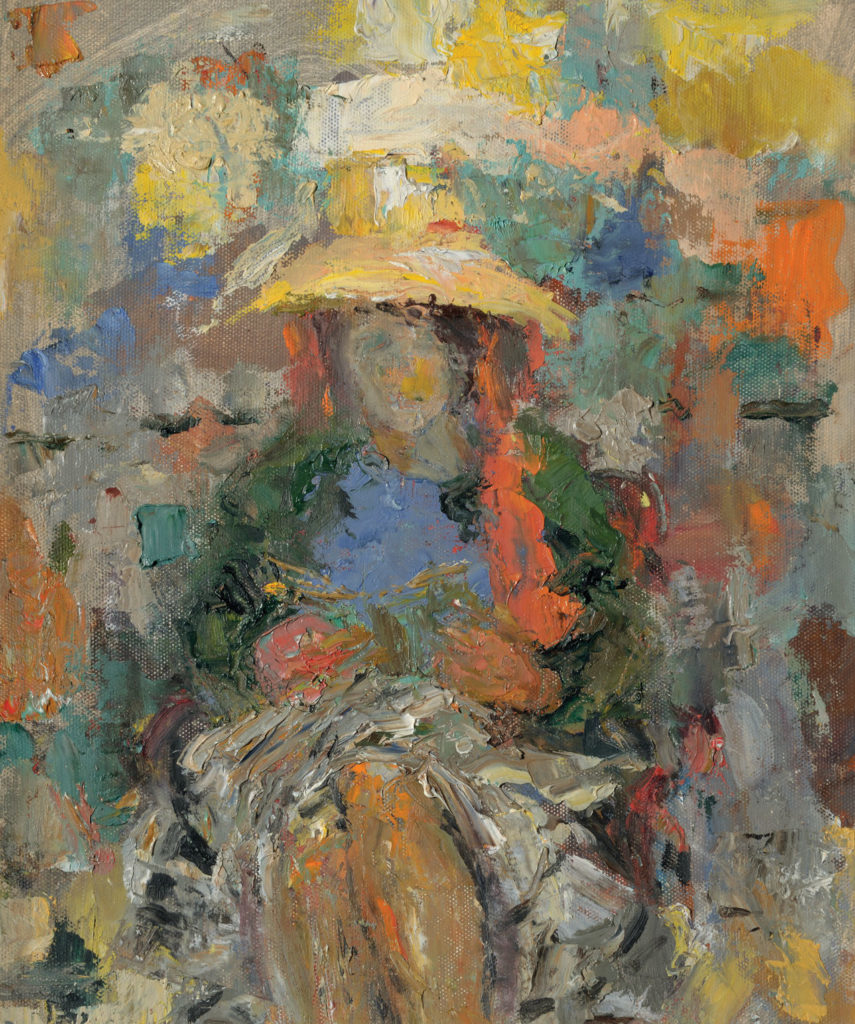 Connie Winn, c. 1973, Girl in a Yellow Hat, oil on panel, 36x30cm